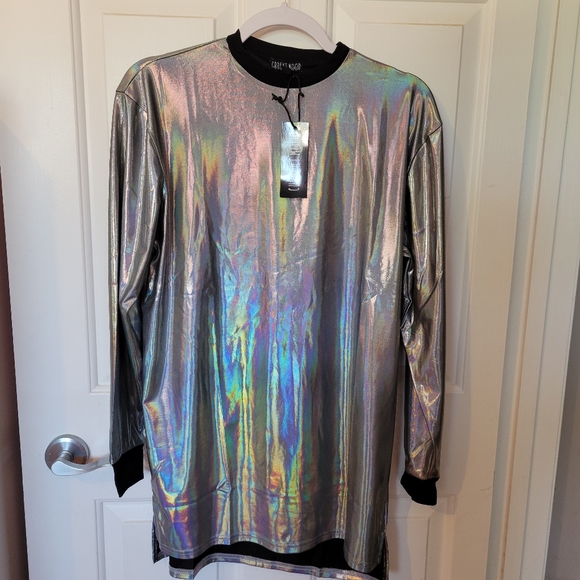 NWT Disco Dreams Holographic Long Sleeve Tee - Picture 4 of 6